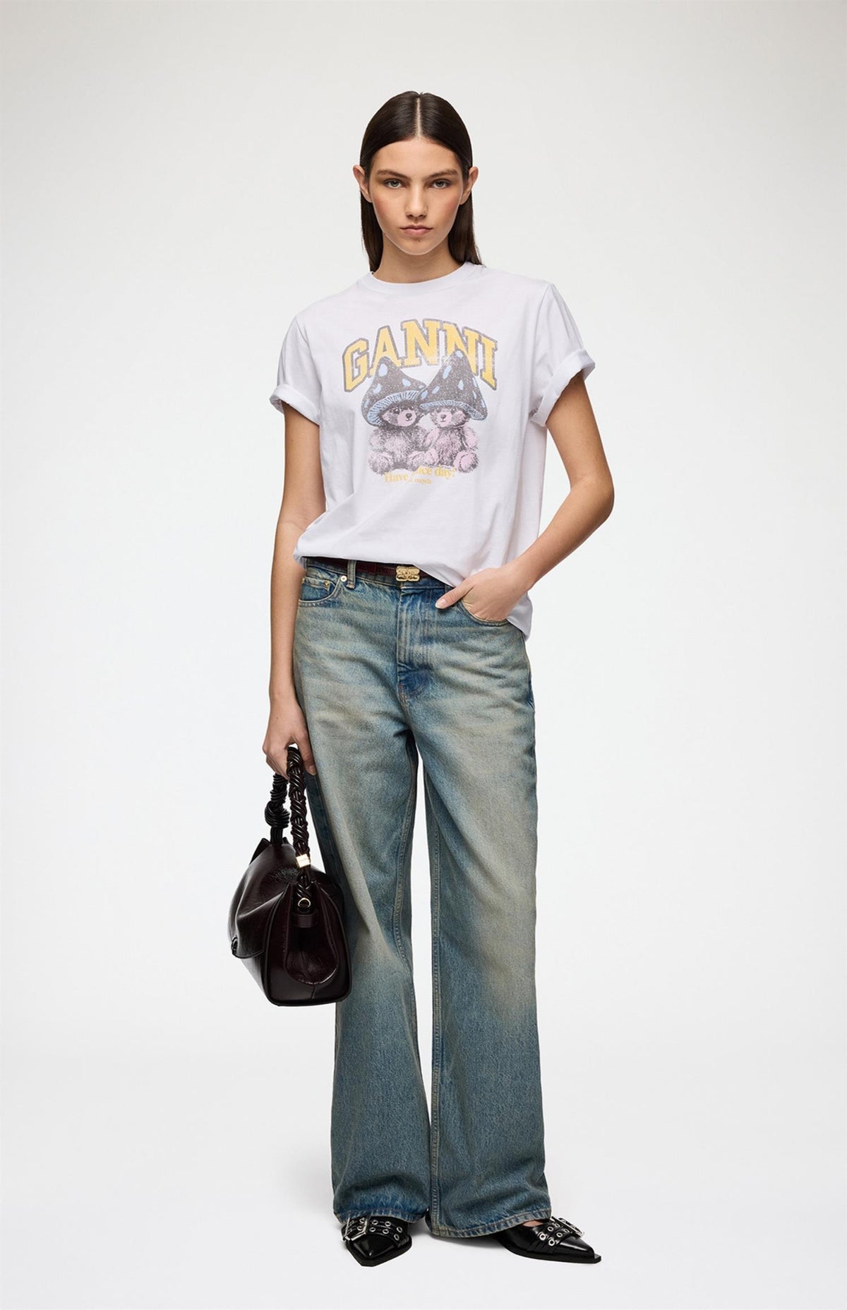Basic Cotton Relaxed T-shirt Teddy Mushrooms