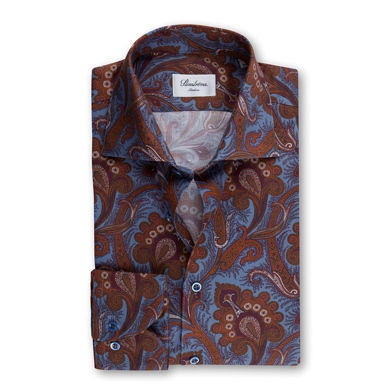 Blue/Brown Paisley Slimline Shirt