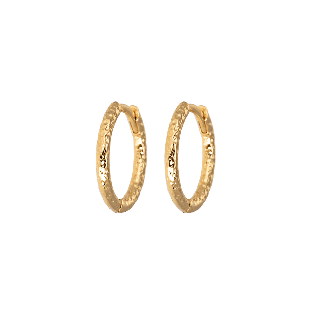 Emilia Medium hammered gold hoops