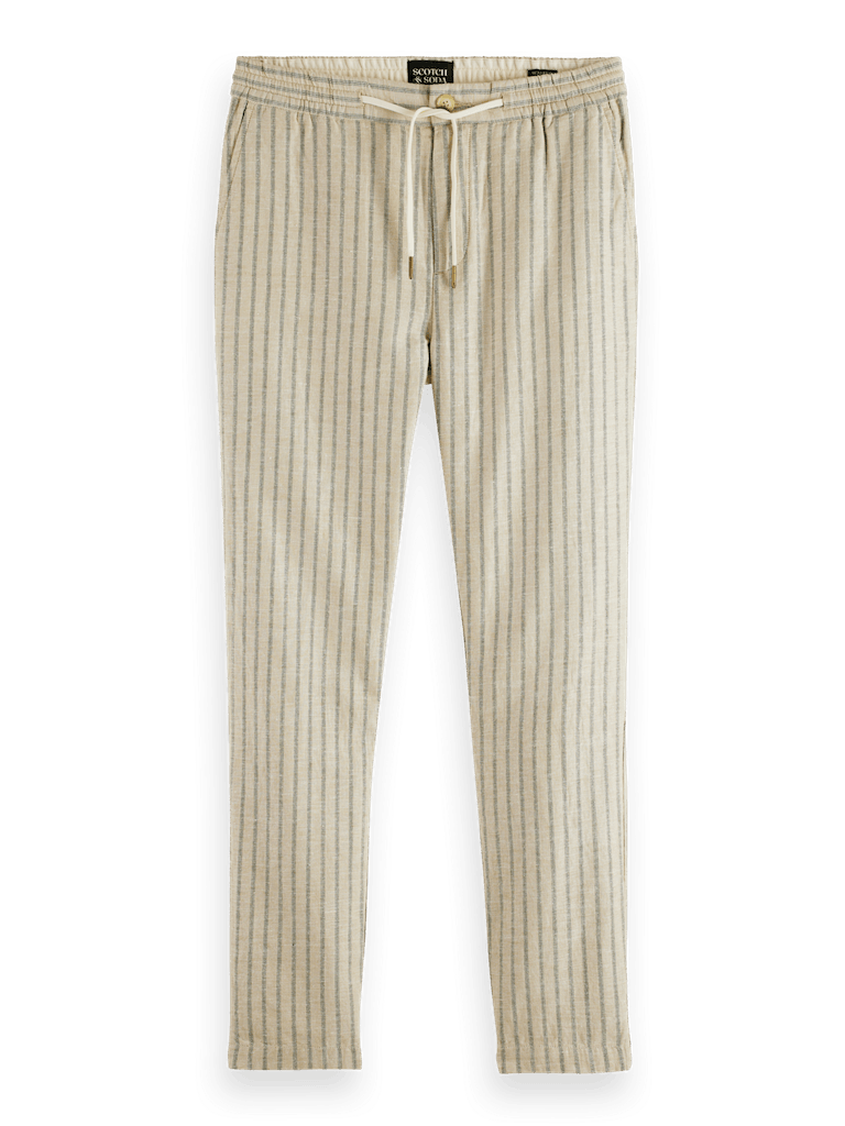 WARREN- Striped cotton linen jogger
