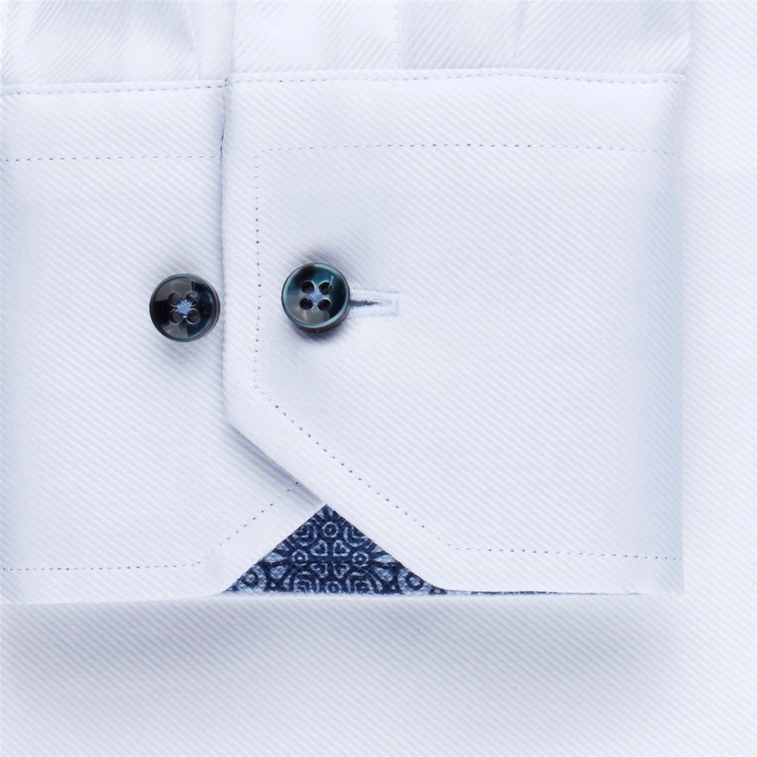 White Slimline Stretch Shirt w. Contrast Details