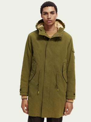 Parka jacket with teddy lining